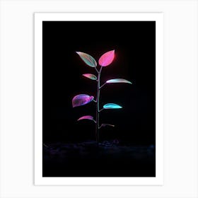 Neon Plant In The Dark 5 Art Print