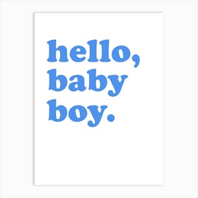 Hello Baby Boy Nursery Art Print