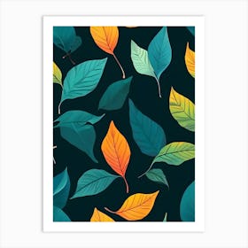 Autumn Leaves Seamless Pattern 7 Art Print