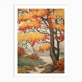 White Poplar 4 Vintage Autumn Tree Print  Art Print