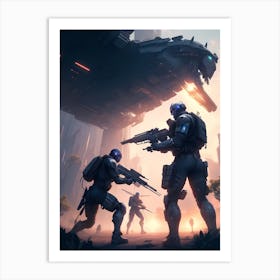 Soldiers Fighting In Future Wars Art Print