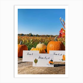 Assortment Of Wooden Thanksgiving Cards Arranged On A Rustic Wooden Table Backs Turned Towards The (3) Art Print