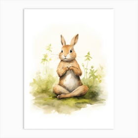 Bunny Practicing Yoga Rabbit Prints Watercolour 4 Art Print