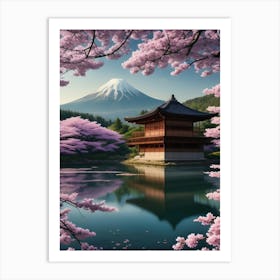 Cherry Blossoms In Spring Cherry Blossoms Mount Fuji Japan 1 Art Print