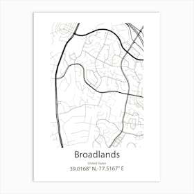 Broadlands,United States Minimalist Map Art Print