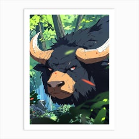 Bull In The Forest Art Print