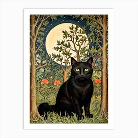 William Morris Black Cat In The Forest 10 Art Print