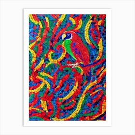 Macaw 2 Yayoi Kusama Style Illustration Bird Art Print