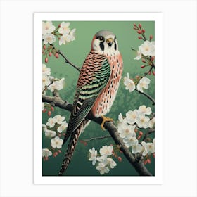 Ohara Koson Inspired Bird Painting American Kestrel 1 Art Print