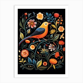 Folk Bird Illustration European Robin 1 Art Print