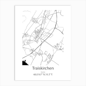 Traiskirchen,Austria Minimalist Map Art Print