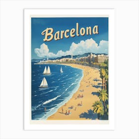 Aihrgdesign A Mid Century Modern Travel Poster For Barcelona 2 Art Print