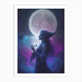 Beautiful Witch with a Magic Wand 3 Art Print
