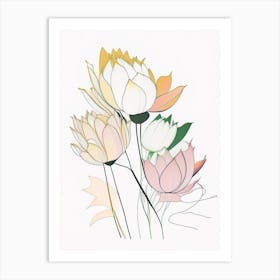 Lotus Flower Bouquet Abstract Line Drawing 2 Art Print