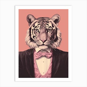 Tiger Illustrations Wearing A Velvet Tuxedo Art Print