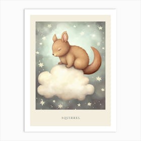 Sleeping Baby Squirrel Nursery Poster Art Print