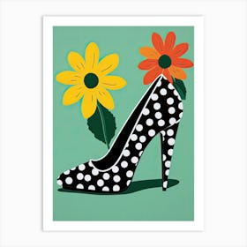 High Heeled Shoe and Flowers 2 Art Print