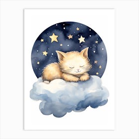 Baby Kitten 3 Sleeping In The Clouds Art Print