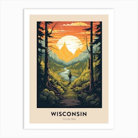 Ice Age Trail Usa Vintage Hiking Travel Poster Art Print