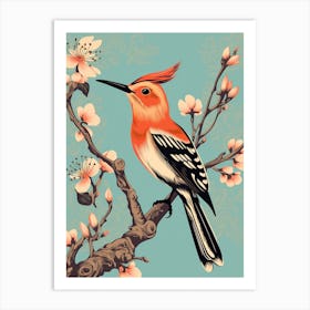 Vintage Bird Linocut Hoopoe 2 Art Print