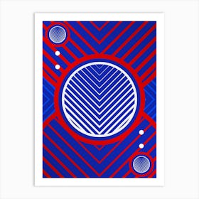 Geometric Abstract Glyph in White on Red and Blue Array n.0084 Art Print