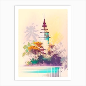 Lombok Indonesia Watercolour Pastel Tropical Destination Art Print