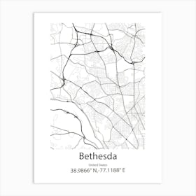 Bethesda,United States Minimalist Map 1 Art Print