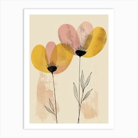 Yellow Poppies Boho Minimalist Style 1 Art Print