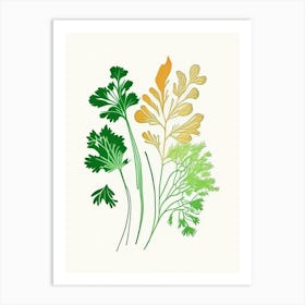 Cilantro Spices And Herbs Minimal Line Drawing 1 Art Print