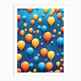 Balloons In solid background, balloons, balloon pattern art, digital art, vector art,  Art Print