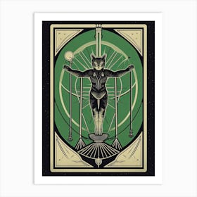 The Hanged Man, Black Cat Tarot Card 0 Art Print