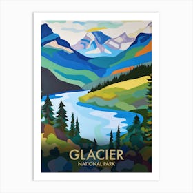 Glacier National Park Vintage Travel Poster 9 Art Print