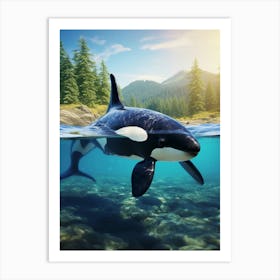 Realistic Photography Of Orca Whale Coming Up For Air 1 Art Print
