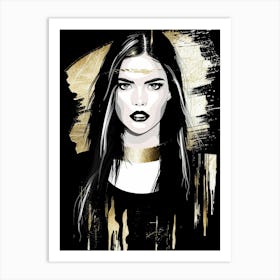 Gold Girl In Black Art Print