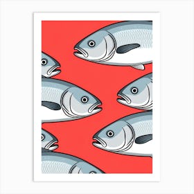 Fishes On A Red Background Art Print