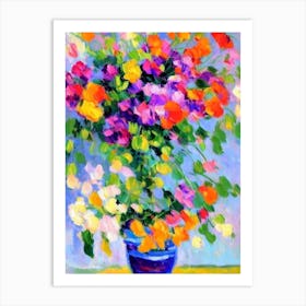 Sweet Pea Floral Abstract Block Colour 2 Flower Art Print