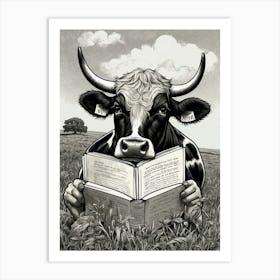 Cow Reading A Book 2 Art Print