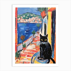 Painting Of A Cat In Saint Tropez France 3 Art Print