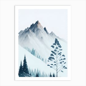 Mountain And Forest In Minimalist Watercolor Vertical Composition 108 Art Print