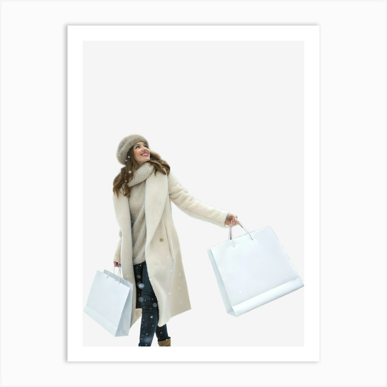 Woman With Shopping Bags Art Print by KarloCuris