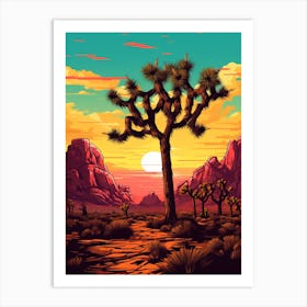 Joshua Tree At Sunset In South Western Style (4) Art Print