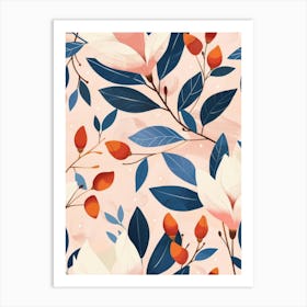 Magnolia Flower Pattern Art Print