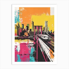 Staten Island New York Colourful Silkscreen Illustration 2 Art Print