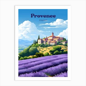 Provence France Purple Flowers Travel Art Illustration Art Print