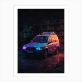 Car In A Library Art Print