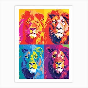Lion Tile Pop Art Style Art Print