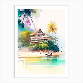 Koh Chang Thailand Watercolour Pastel Tropical Destination Art Print