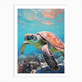 Sea Turtle Ocean And Reflections 1 Art Print