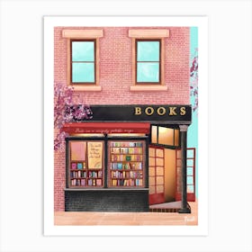 New York Bookshop NYC Travel Art Print Art Print