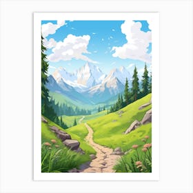 Tour De Mont Blanc France 4 Hike Illustration Art Print